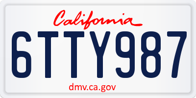 CA license plate 6TTY987
