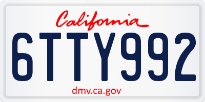 CA license plate 6TTY992