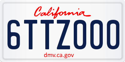 CA license plate 6TTZ000
