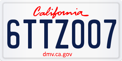 CA license plate 6TTZ007