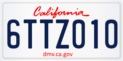 CA license plate 6TTZ010