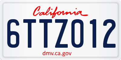 CA license plate 6TTZ012
