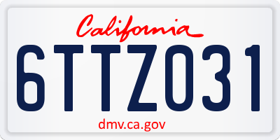 CA license plate 6TTZ031