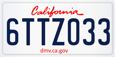 CA license plate 6TTZ033