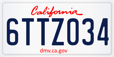 CA license plate 6TTZ034