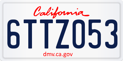 CA license plate 6TTZ053