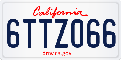 CA license plate 6TTZ066