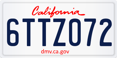 CA license plate 6TTZ072
