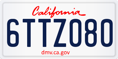 CA license plate 6TTZ080