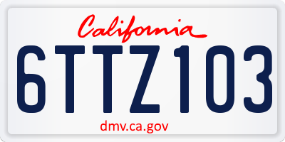 CA license plate 6TTZ103