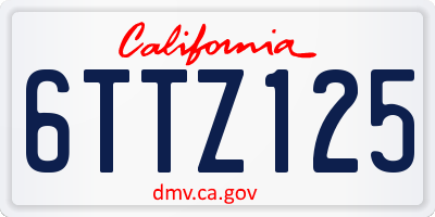 CA license plate 6TTZ125