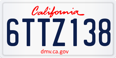 CA license plate 6TTZ138