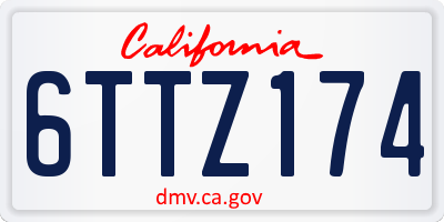CA license plate 6TTZ174