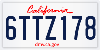 CA license plate 6TTZ178