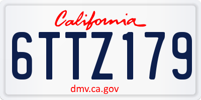 CA license plate 6TTZ179