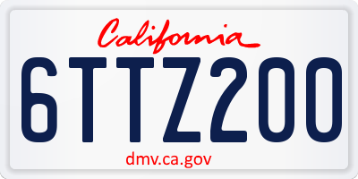 CA license plate 6TTZ200
