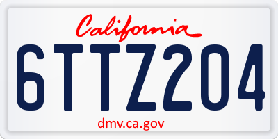 CA license plate 6TTZ204