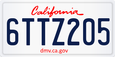 CA license plate 6TTZ205