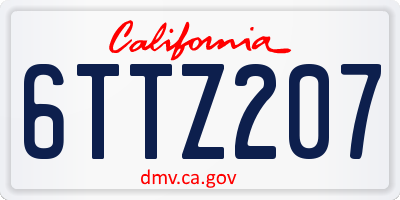 CA license plate 6TTZ207