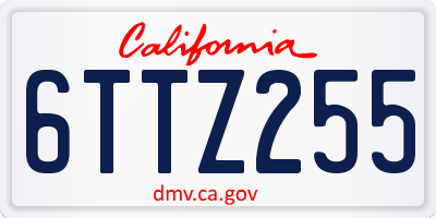 CA license plate 6TTZ255