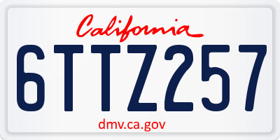 CA license plate 6TTZ257