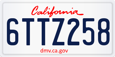 CA license plate 6TTZ258