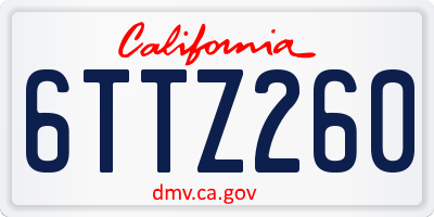 CA license plate 6TTZ260