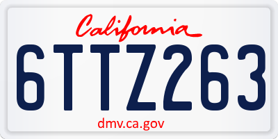 CA license plate 6TTZ263