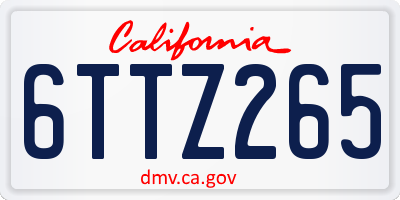 CA license plate 6TTZ265