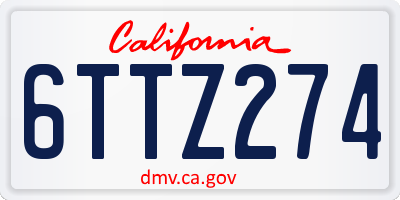 CA license plate 6TTZ274