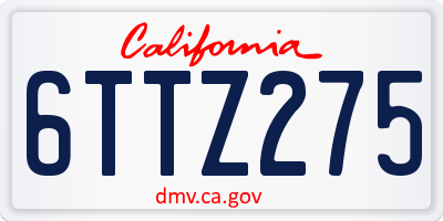 CA license plate 6TTZ275