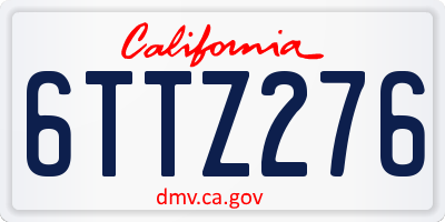 CA license plate 6TTZ276