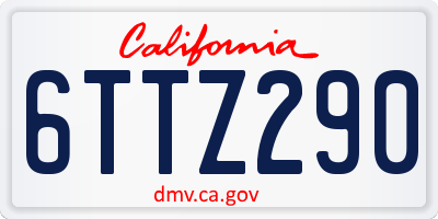 CA license plate 6TTZ290