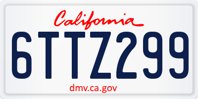 CA license plate 6TTZ299
