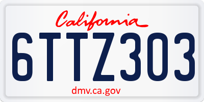 CA license plate 6TTZ303