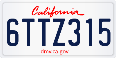 CA license plate 6TTZ315