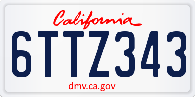 CA license plate 6TTZ343
