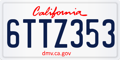 CA license plate 6TTZ353