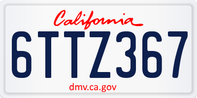 CA license plate 6TTZ367