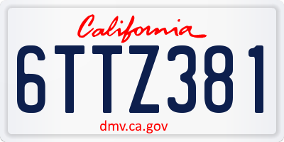 CA license plate 6TTZ381