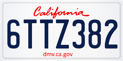CA license plate 6TTZ382