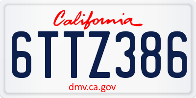 CA license plate 6TTZ386