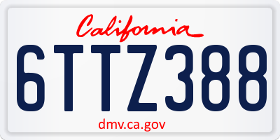 CA license plate 6TTZ388