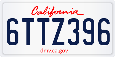 CA license plate 6TTZ396