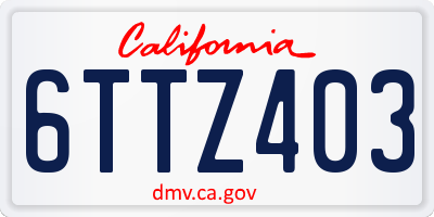 CA license plate 6TTZ403