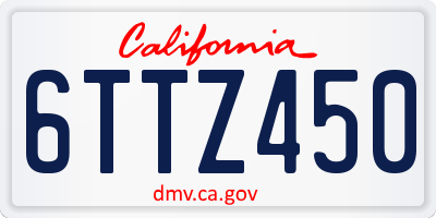 CA license plate 6TTZ450