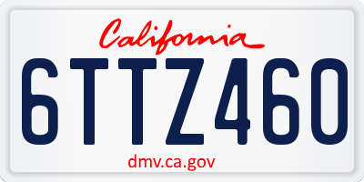 CA license plate 6TTZ460