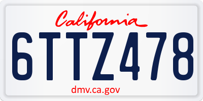 CA license plate 6TTZ478