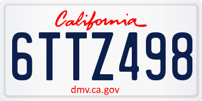CA license plate 6TTZ498