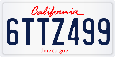 CA license plate 6TTZ499